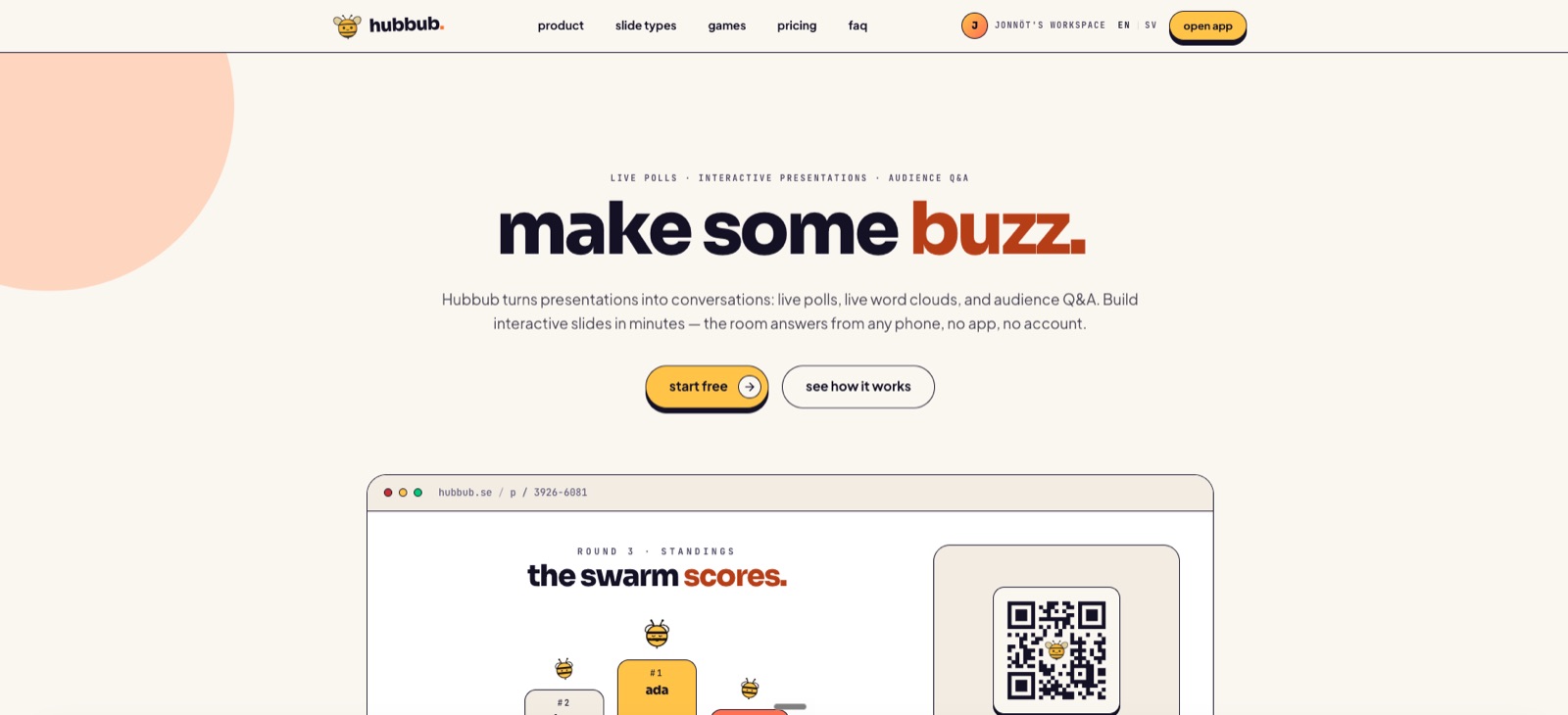 hubbub.se, live polls and interactive presentations